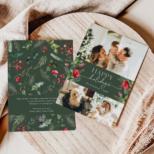 Personalisierte Nachrichtenwald-Folie 3 Foto Feiertagskarte
