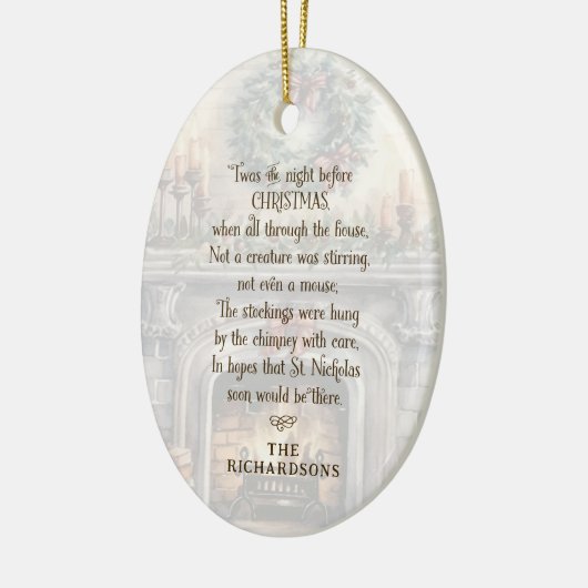 Personalisierte Nacht vor Weihnachten Keramik Ornament (Links)