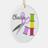 Personalisierte Nähbegriffe Keramik Ornament (Rechts)