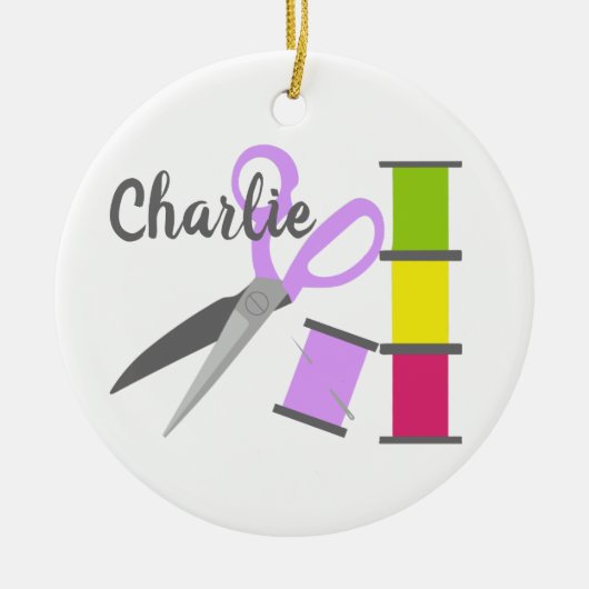 Personalisierte Nähbegriffe Keramik Ornament (Vorne)