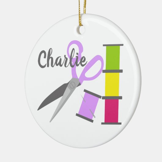 Personalisierte Nähbegriffe Keramik Ornament (Links)
