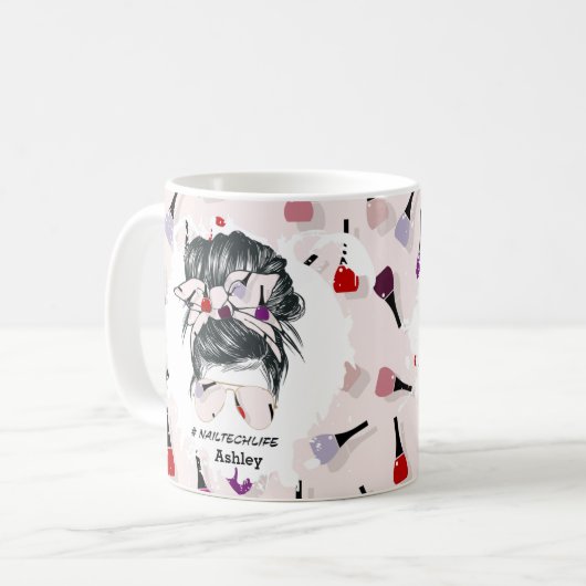 Personalisierte Nail Tech Life-Tasse Kaffeetasse (Vorderseite Links)