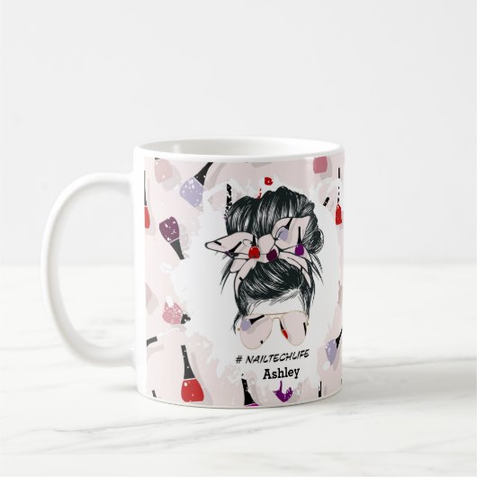 Personalisierte Nail Tech Life-Tasse Kaffeetasse (Links)