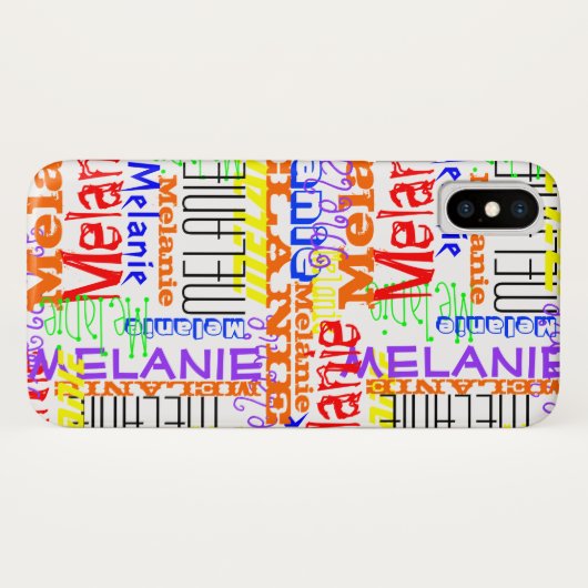 Personalisierte Name-Collage bunt Case-Mate iPhone Hülle (Rückseite (Horizontal))