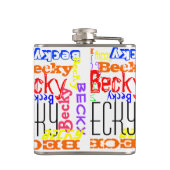 Personalisierte Name-Collage bunt Flachmann (Rückseite)