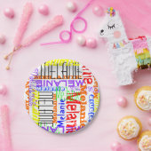 Personalisierte Name-Collage bunt Pappteller (Party)