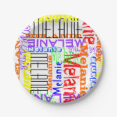 Personalisierte Name-Collage bunt Pappteller (Vorderseite)