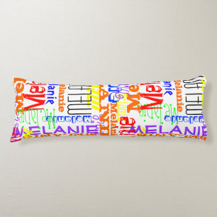 Personalisierte Name-Collage bunt Seitenschläferkissen