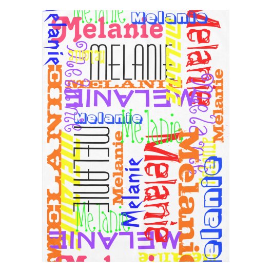 Personalisierte Name-Collage bunt Tischdecke (Vorderseite)