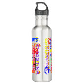 Personalisierte Name-Collage bunt Trinkflasche (Rückseite)