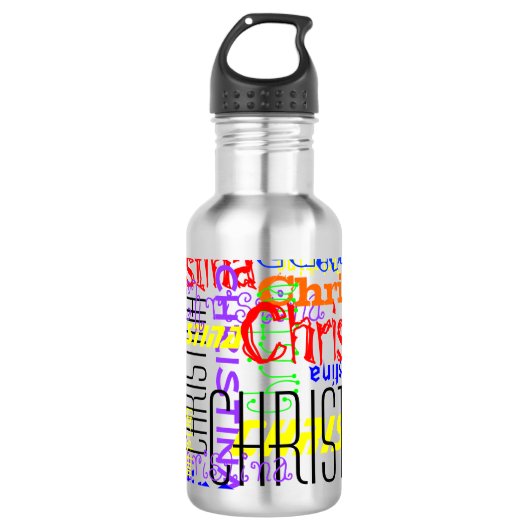 Personalisierte Name-Collage bunt Trinkflasche (Vorderseite)