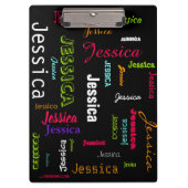 Personalisierte Name-Collagen-helles Neon Klemmbrett (Vorderseite)