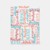 Personalisierte Name-Collagen-Türkis-Orange Fleecedecke (Vorderseite)