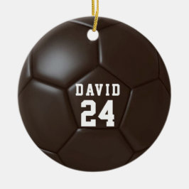 Personalisierte Name des Brawn Soccer Ball Team-Nu Keramik Ornament