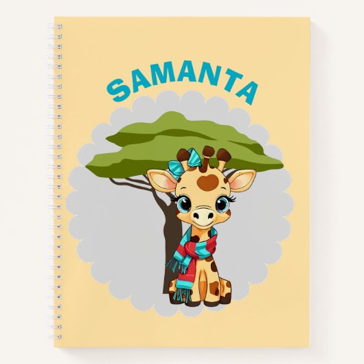 Personalisierte "Name" Giraffe Notizblock (Vorderseite)