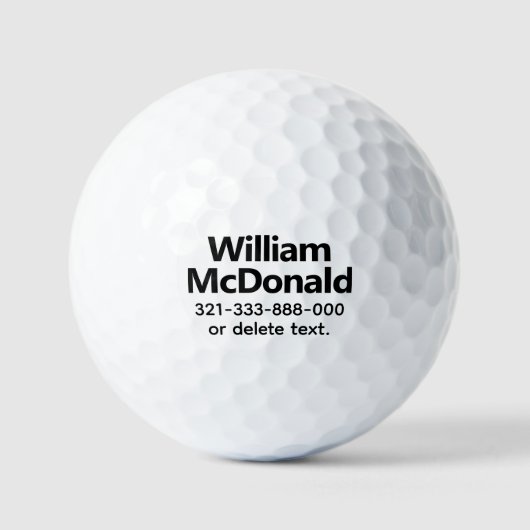 Personalisierte Name Golfbälle Vorlage BOLD 20 (Vorderseite)