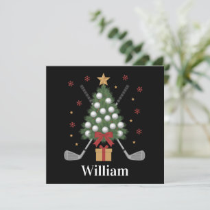 Personalisierte Name Golfbaum-Ausrüstung Weihnacht Feiertagskarte