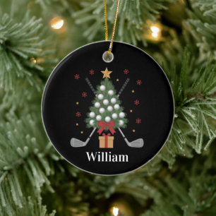 Personalisierte Name Golfbaum-Ausrüstung Weihnacht Keramik Ornament
