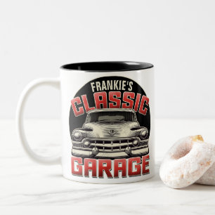 Personalisierte NAME Klassische Autogarage Kundens Zweifarbige Tasse