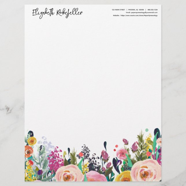 Personalisierte Name-Mailadresse Blumenstuben Briefbogen (Vorderseite)