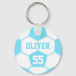 Personalisierte Name Nummer Blue Soccer Ball Schlüsselanhänger