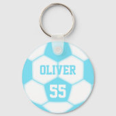 Personalisierte Name Nummer Blue Soccer Ball Schlüsselanhänger (Rückseite)