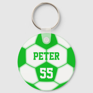 Personalisierte Name Nummer Grüner Fußballball Schlüsselanhänger