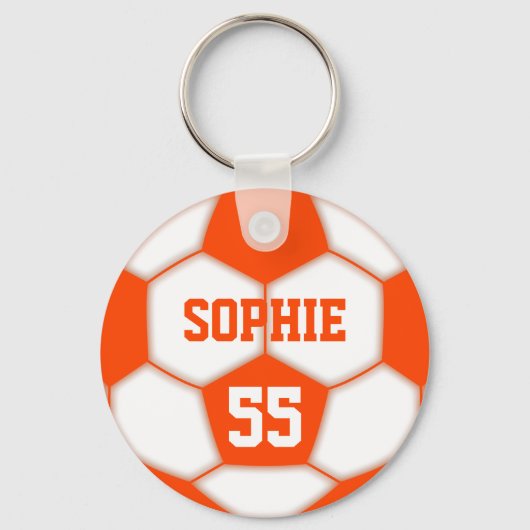 Personalisierte Name Nummer Red Soccer Ball Schlüsselanhänger (Vorderseite)