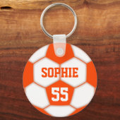 Personalisierte Name Nummer Red Soccer Ball Schlüsselanhänger (Vorderseite)