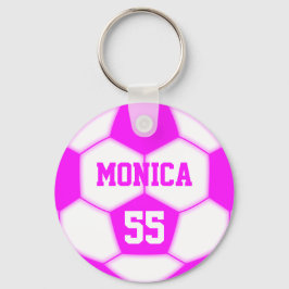 Personalisierte Name Nummer Rosa Fußballball Schlüsselanhänger