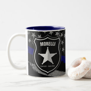 Personalisierte NAME Polizeibeamter Sheriff Polizi Zweifarbige Tasse