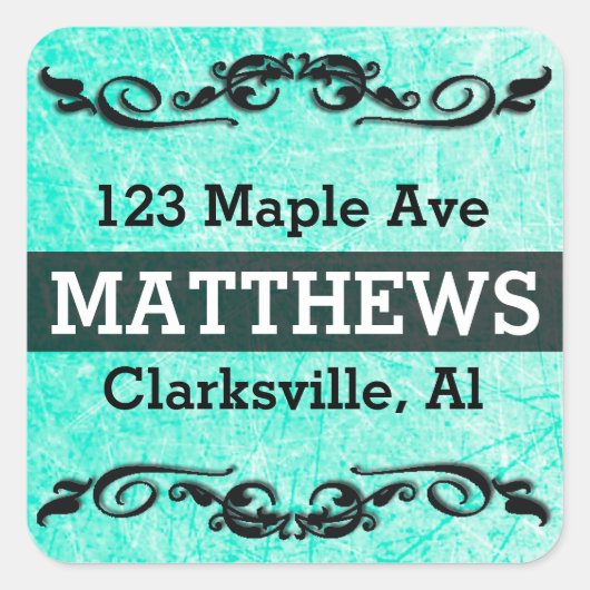 Personalisierte Name- und Adressaufkleber Quadratischer Aufkleber (Vorderseite)