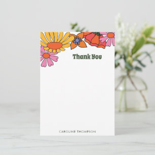 Personalisierte Namen Bunte Retro Groovy Florale M Dankeskarte