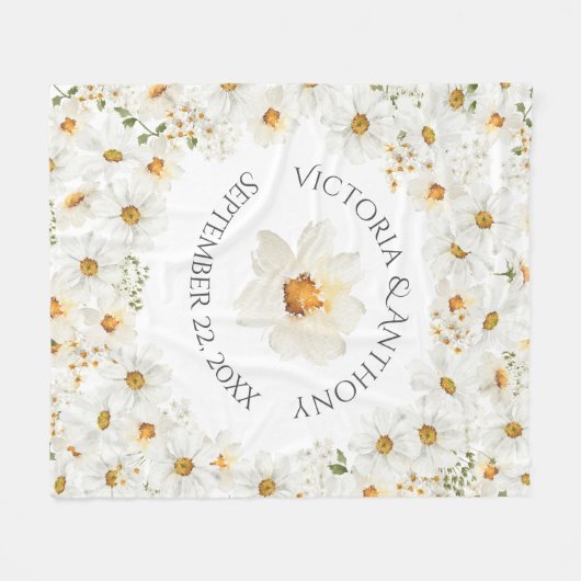 Personalisierte Namen Datum datische Blumenhochzei Fleecedecke (Vorderseite (Horizontal))
