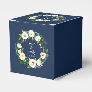 Personalisierte Namen der Navy Blue Greenery Datum Geschenkschachtel