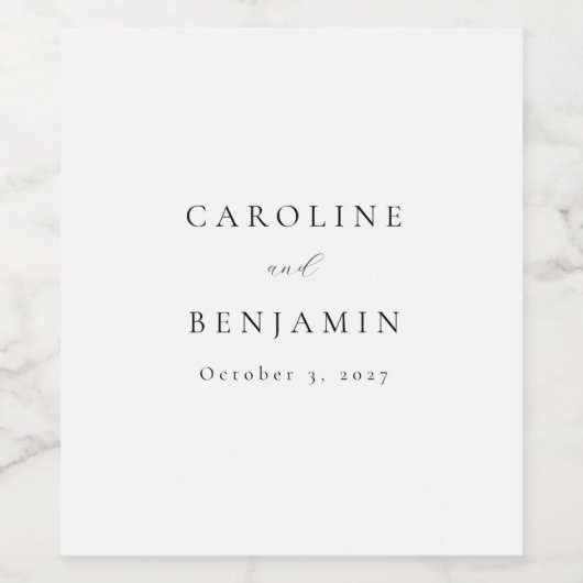 Personalisierte Namen Elegante Minimalistische Hoc Weinetikett (Einzelnes Label)