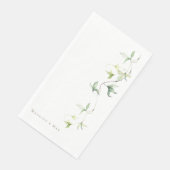 Personalisierte Namen Foliage White Elegante Hochz Serviette (Ecke)