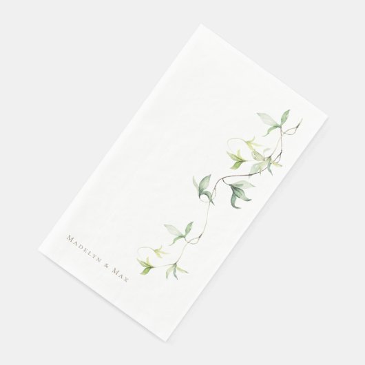 Personalisierte Namen Foliage White Elegante Hochz Serviette (Ecke)