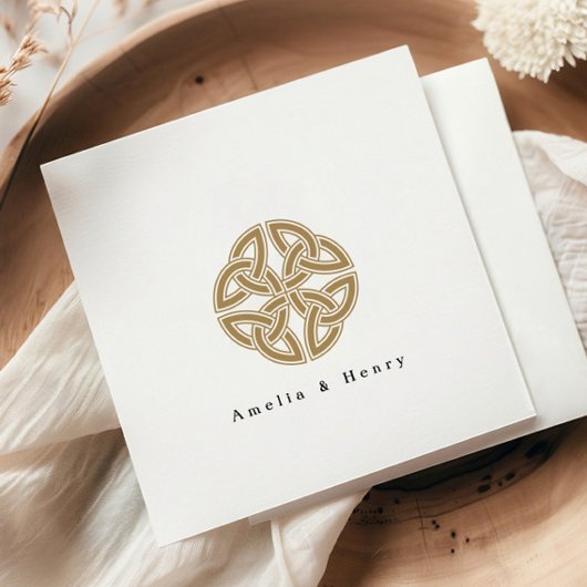 Personalisierte Namen Irish Celtic Knot Gold Weddi Serviette