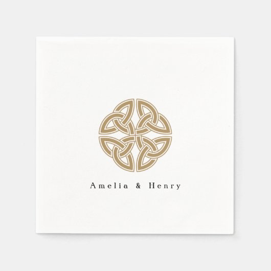 Personalisierte Namen Irish Celtic Knot Gold Weddi Serviette (Vorderseite)