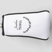 Personalisierte Namen Moderne Schwarze Schrift Wit Golf Headcover (Vorderseite)