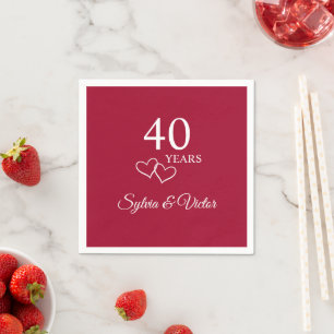 Personalisierte Namen Roter Rubin 40. Jubiläumsfei Serviette