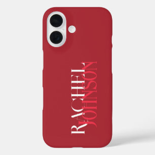 Personalisierte Namen Rotes Monochrom iPhone 16 Hülle