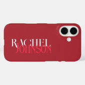 Personalisierte Namen Rotes Monochrom Case-Mate iPhone Hülle (Rückseite (Horizontal))