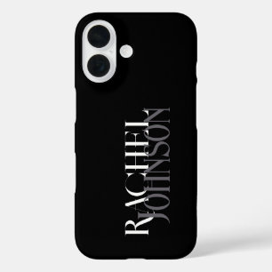 Personalisierte Namen Schwarz Grau iPhone 16 Hülle