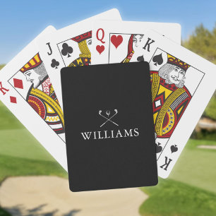 Personalisierte Namen Schwarz-Weiß-Golfschläger Spielkarten