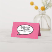 Personalisierte Namen und Date Comic Book Pop Art Platzkarte (Rückseite)