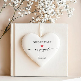 Personalisierte Namen und Datum Verlobungsherz- Keramik Ornament