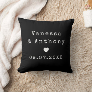 Personalisierte Namen und Hochzeitstag-Datum Kissen