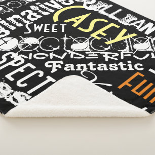 Personalisierte Namen und Worte der Liebe und Freu Sherpadecke